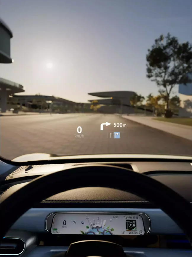 Close up of the smart #1 electric car 10-inch head-up display 